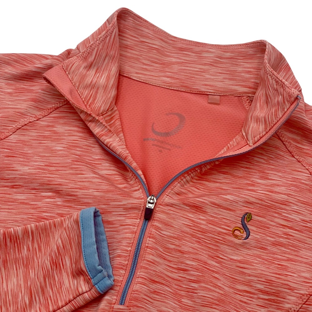 Zero Restriction Womens Golf 1/4 Zip Athletic Pullover Top Coral XS‎ Thumb Holes